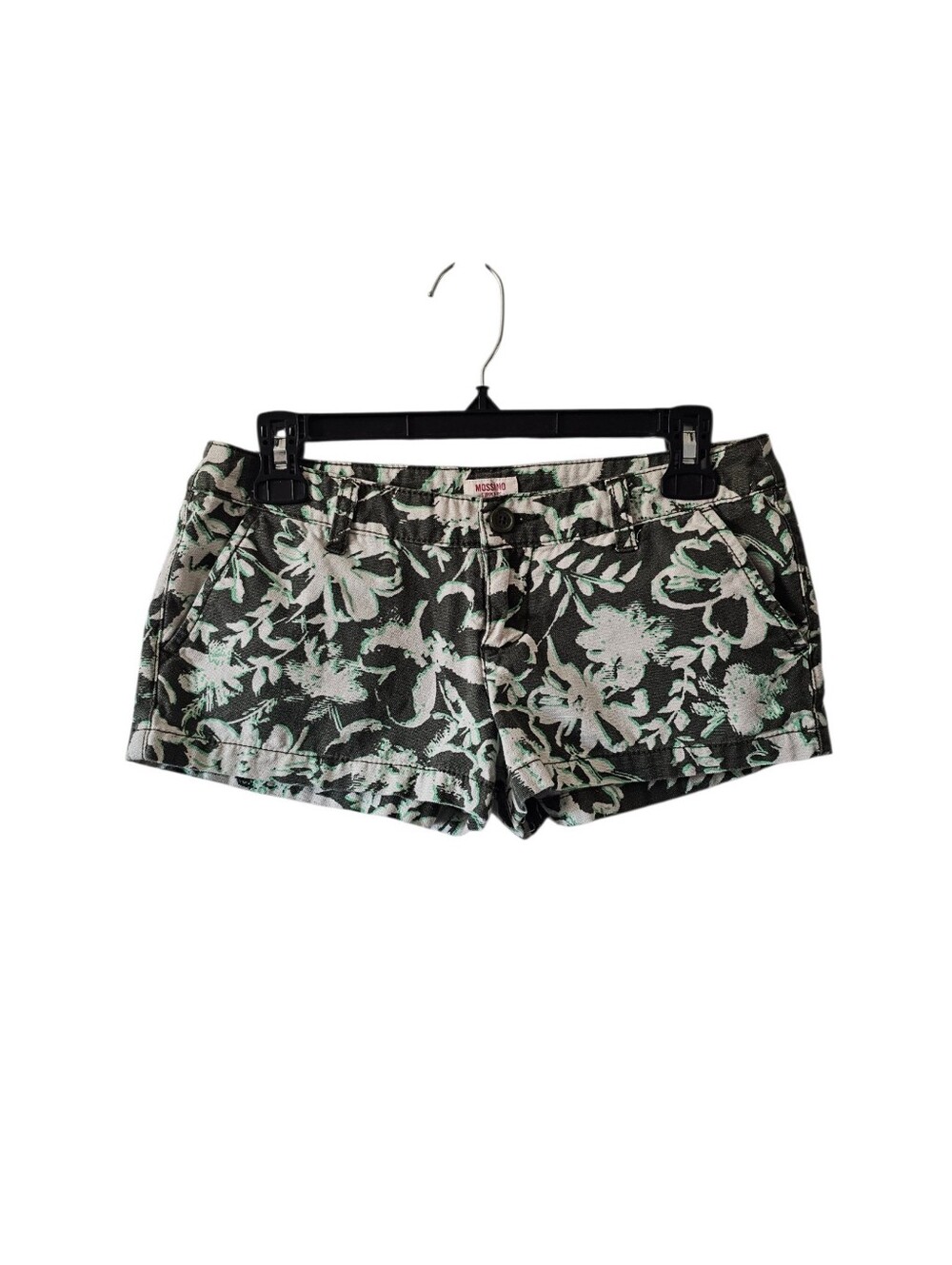 Mossimo Vintage y2k Green Floral Micro Mini Chino Shorts Size 3 Low Rise